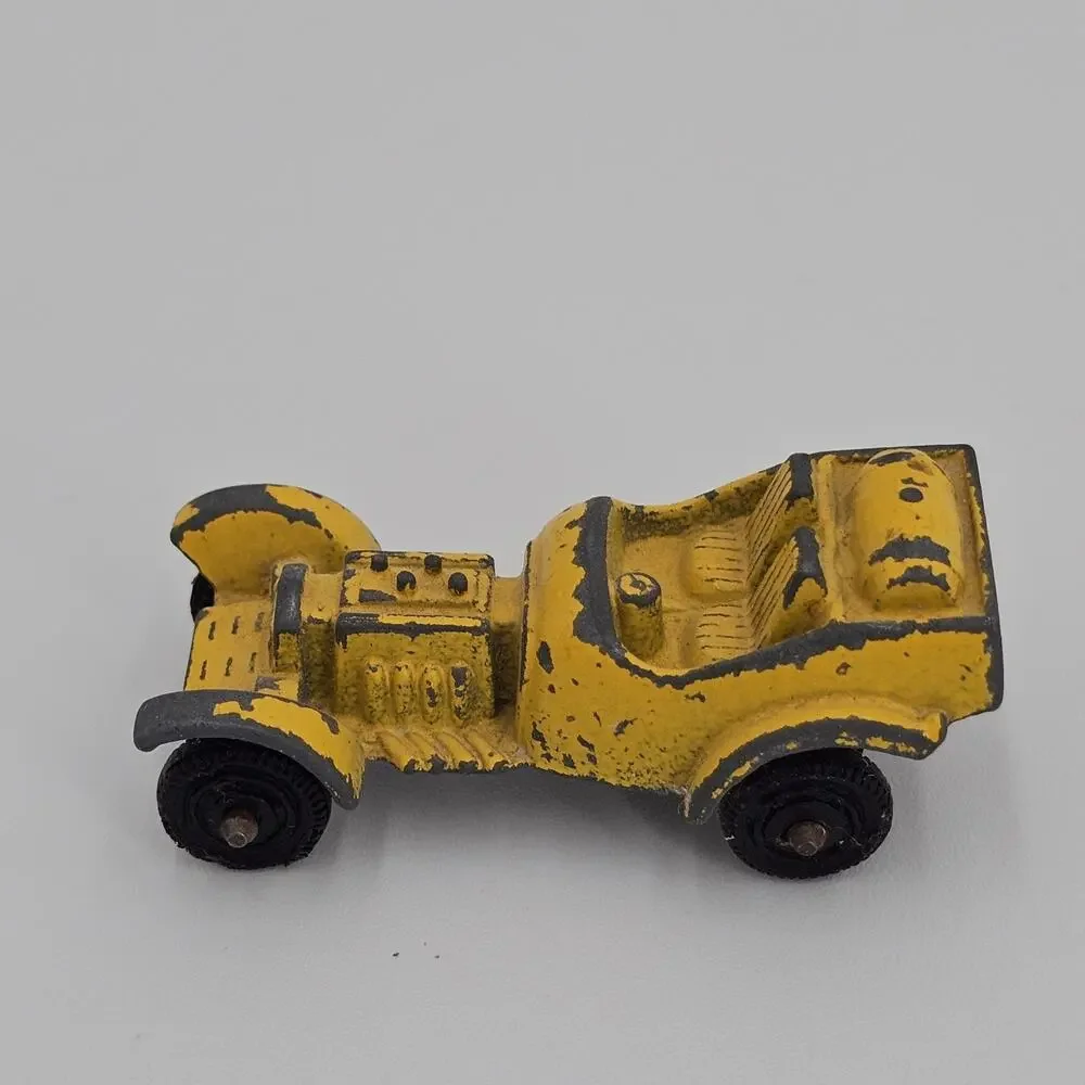 Vintage Tootsie Toy Car Die cast Yellow Roadster Hot Rod